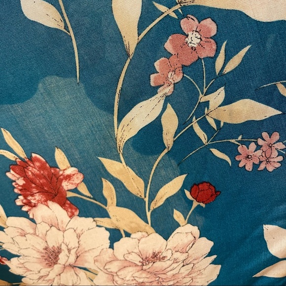 NWOT Blue Floral Print Boho Tie Waist Kimono - Picture 5 of 5